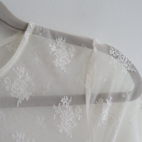 BHLDN Bailee White Lace Ruched Stretch Bodycon Dress Romantic Wedding Size S - Picture 5 of 16